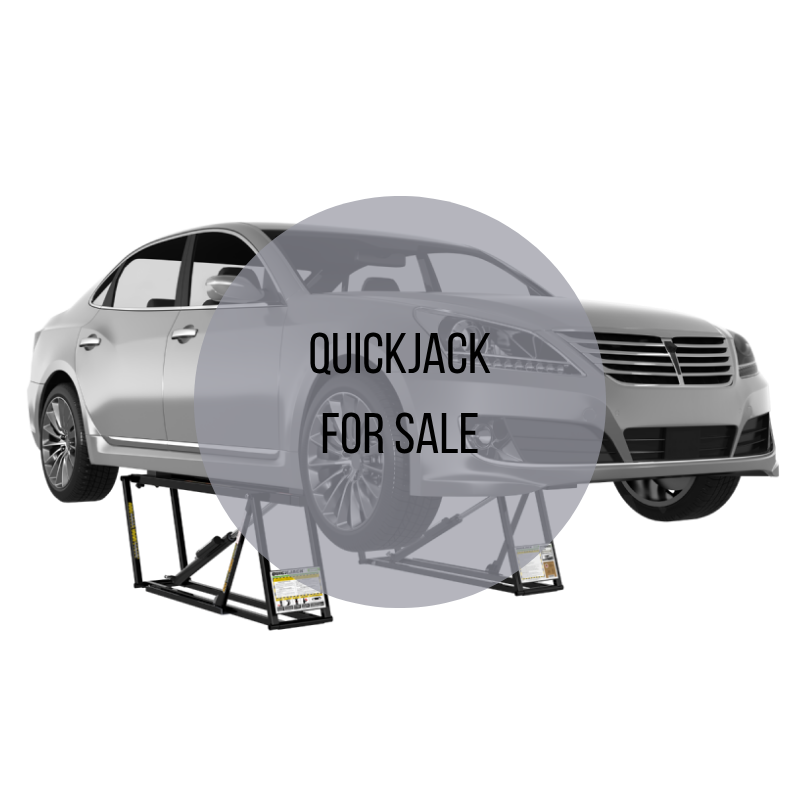 Quickjack for sale collection image with car lifted behind the words