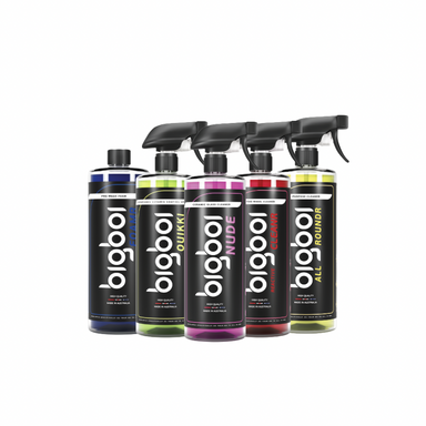 Collection of Bigboi cleaning products on a white background