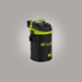 Black and green vacuum cleaner on a gray background