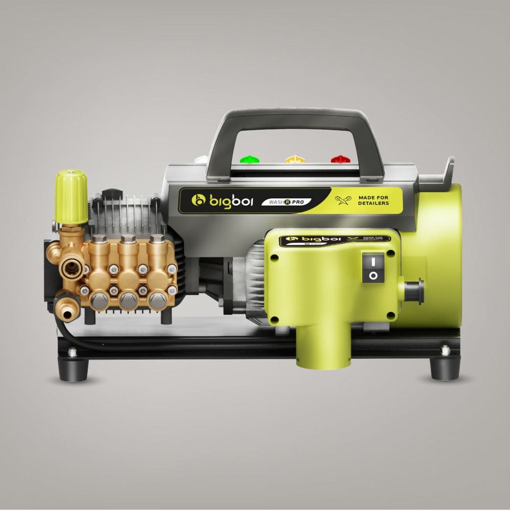 Washr pro mkii pressure washer with 'bigboi' branding on a gray background