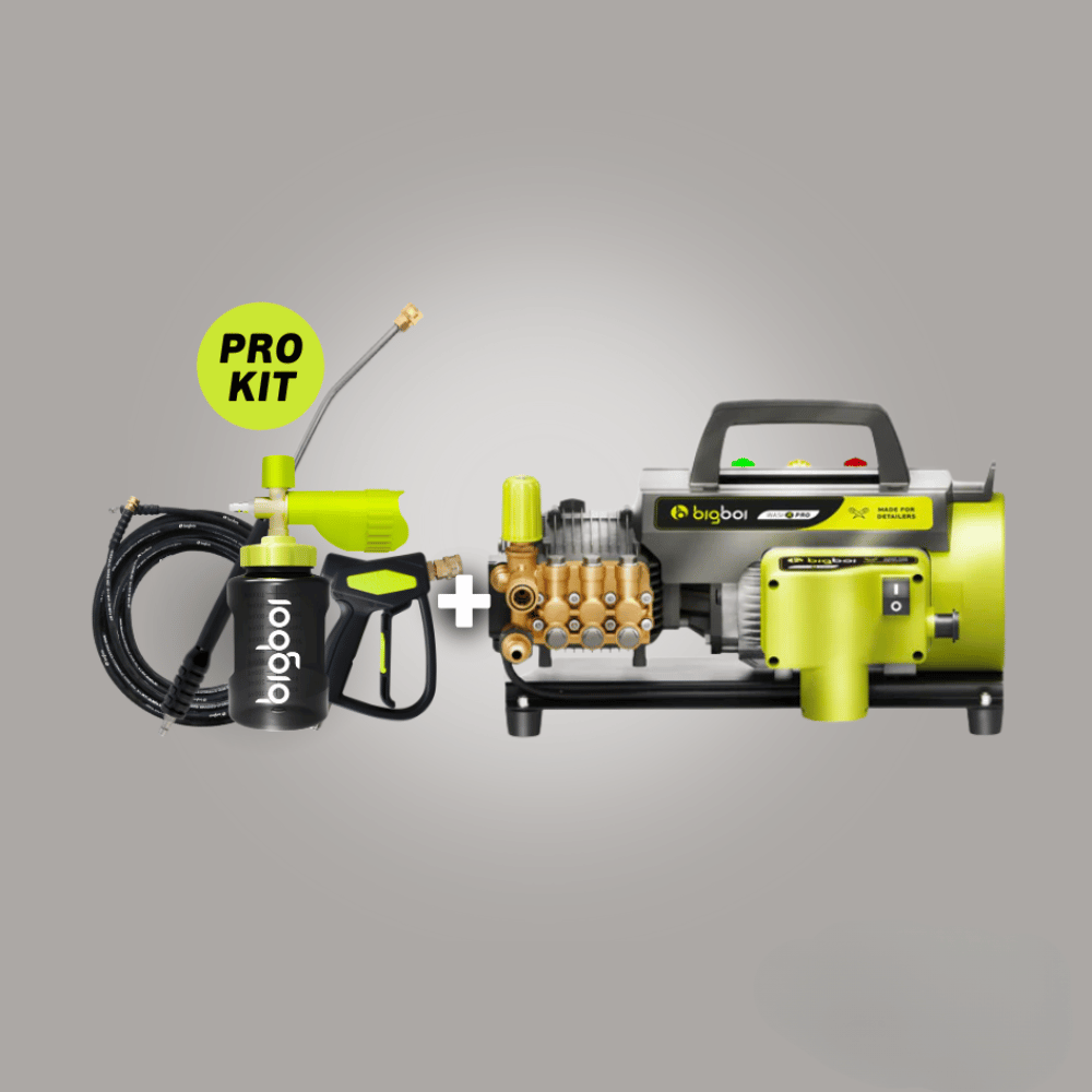 BigBoi washr pro mkii kit with hose and nozzle on a gray background