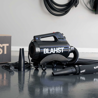 Blahst air Maxx dryer on garage floor