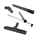 Set of vacuum cleaner attachments including a brush, nozzle, and other tools on a white background