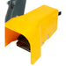 Yellow foot pedal metal guard on a white background