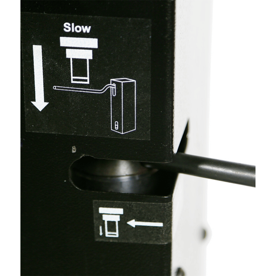 Control panel with 'Slow' label and arrow indicators on a white background