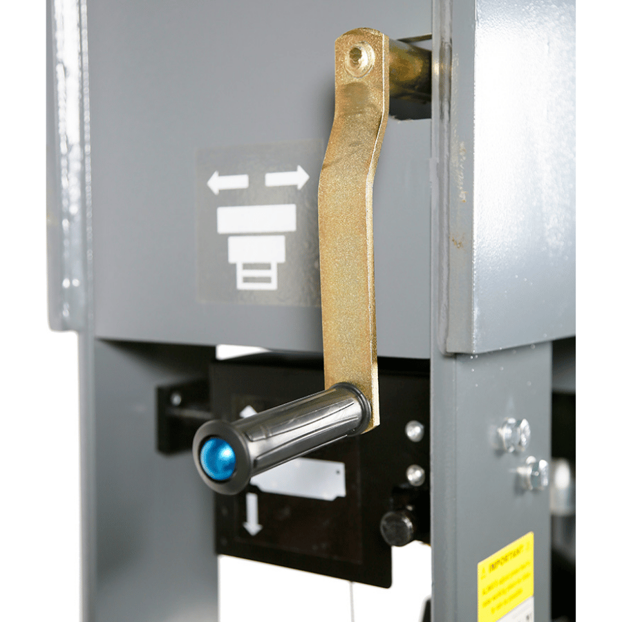 Metallic winch handle on a bsp100ta hydraulic press