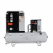 ELGI EN4 air compressor system featuring a large gray air tank, a black and gray control unit, and a smaller electric motor drive, all on a white background.