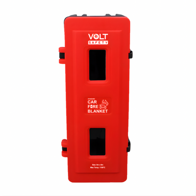Red VOLT safety car fire blanket packaging on a white background