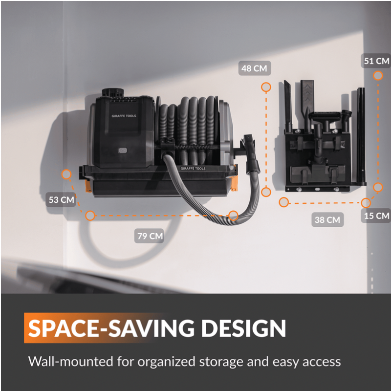 Giraffe Grandstorm Retractable Vacuum Cleaner space saving design