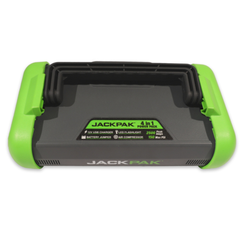 Jackpak top view of label and handle