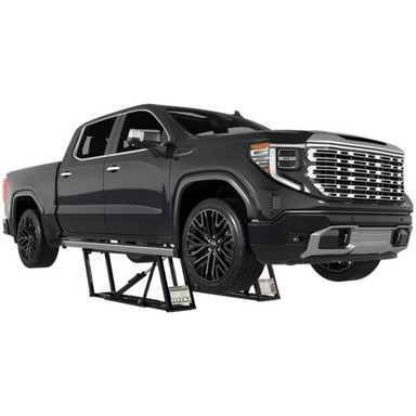 Gray pickup truck on a Quickjack 8000TLX on a white background