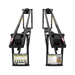Two black Quickjack hydraulic car lifts on a white background