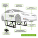Diagram of a Quickjack car lift with labeled features on a white background