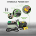 Quickjack hydraulic power unit with features highlighted on a gray background
