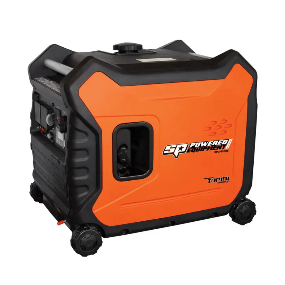 Orange and black 4500w portable generator with 'SP Tools' branding on a white background