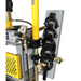 Spring compressor with yellow and black components on a white background