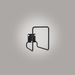 Black metal wall hook on a gray background