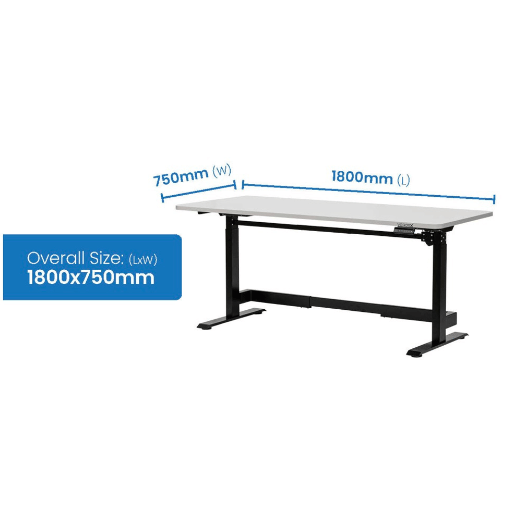 White desk with measurements on a white background