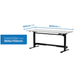 White desk with measurements on a white background