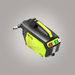 Green and black air compressor with visible brand logo on a gray background