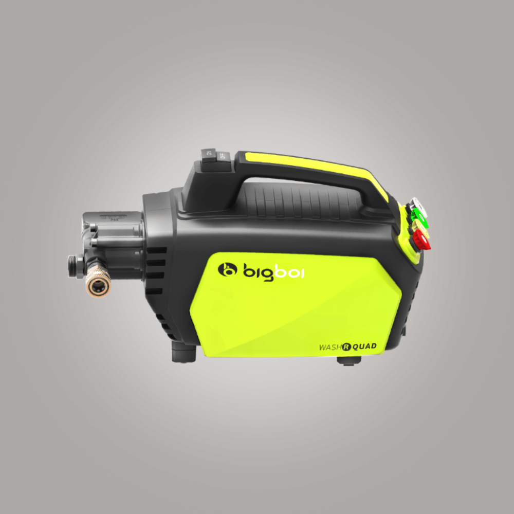 High-pressure washer with 'bigboi' branding on a gray background