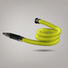 Yellow vacuum hose with black connectors on a gray background