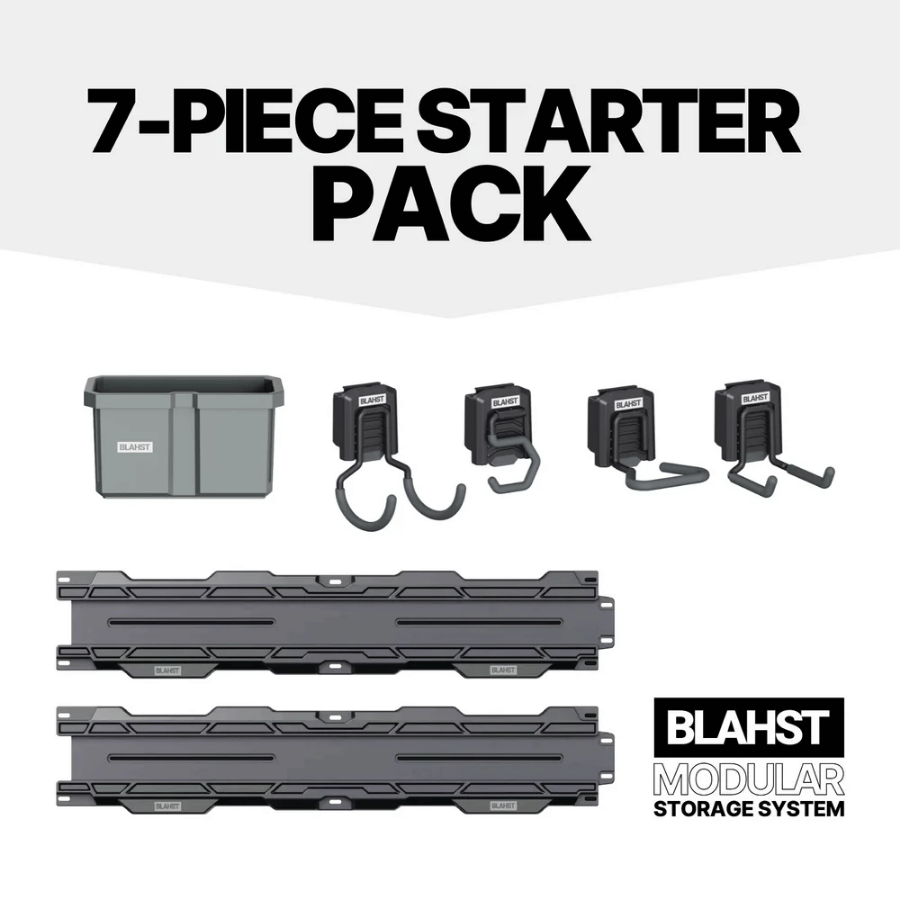 7-piece starter pack of BLAHST modular storage system on a white background