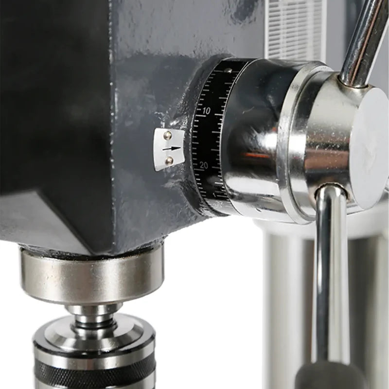 Capstan feed handle with depth stop on the Borum CH18FT pedestal drill