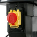 Close up of the Borum CH30T safety ON-OFF switch and emergency stop cover