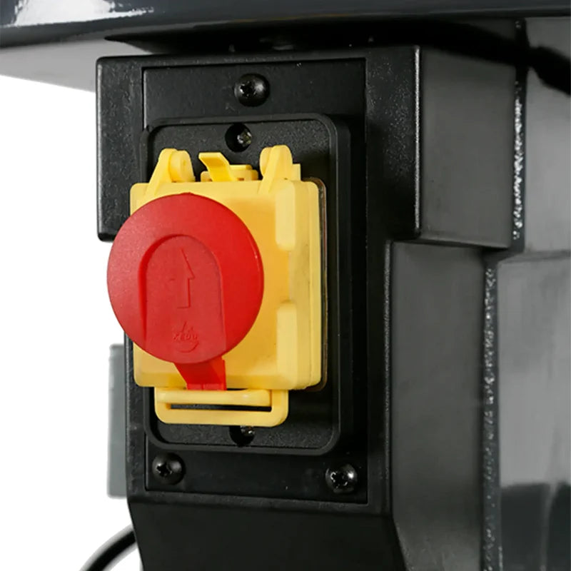 Close up of the Borum CH30T safety ON-OFF switch and emergency stop cover