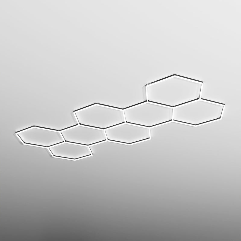 HEXA Cluster Classic hexagon LED garage light with black frame