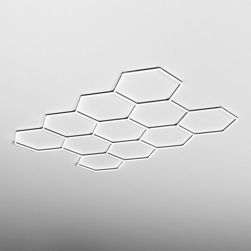 HEXA Dodeca Classic hexagon LED garage light with black frame