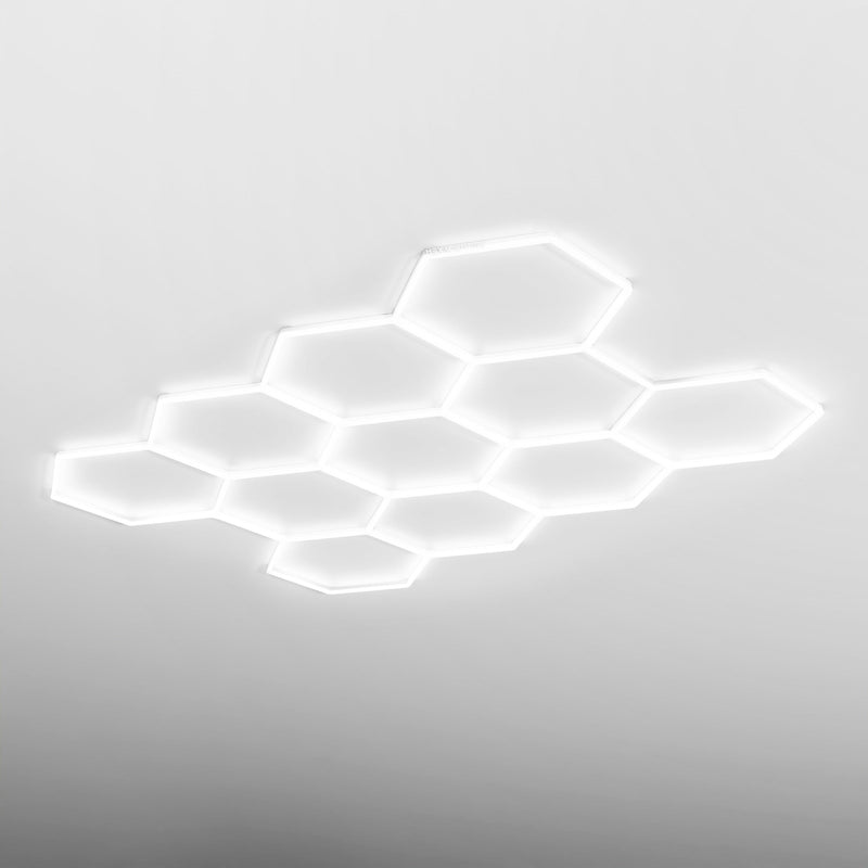 HEXA Dodeca Classic hexagon LED garage light with white frame