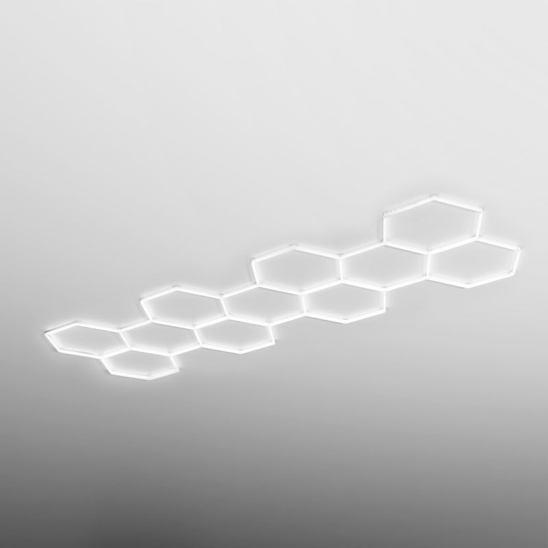 HEXA Mega Cluster Classic hexagon LED garage light with white frame