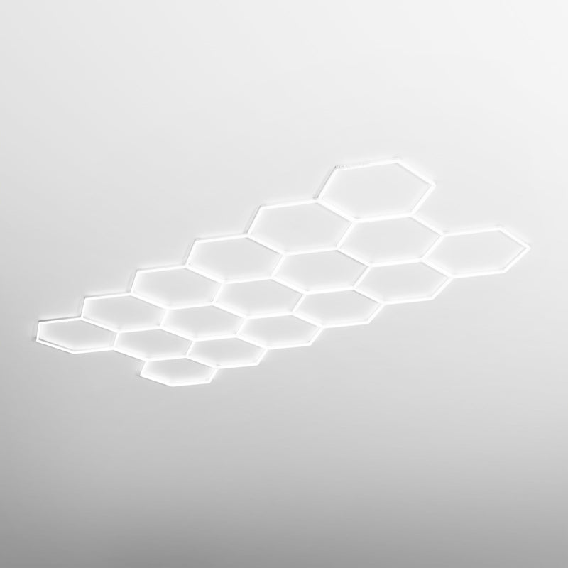 HEXA XL Single Garage Classic hexagon LED light with white frame