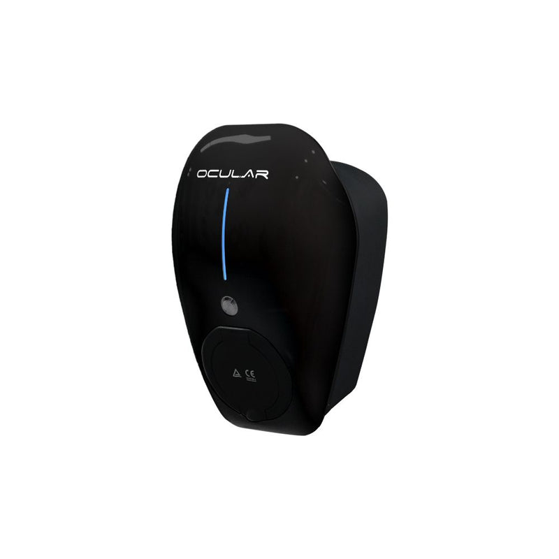 Second view of the black Ocular IQ Mini 7kW EV charger with Type 2 socket