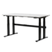 White desk with black metal frame on a white background