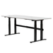 White desk with black metal frame on a white background