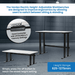 Verdex electric height-adjustable workbenches with text explaining their ergonomic benefits.
